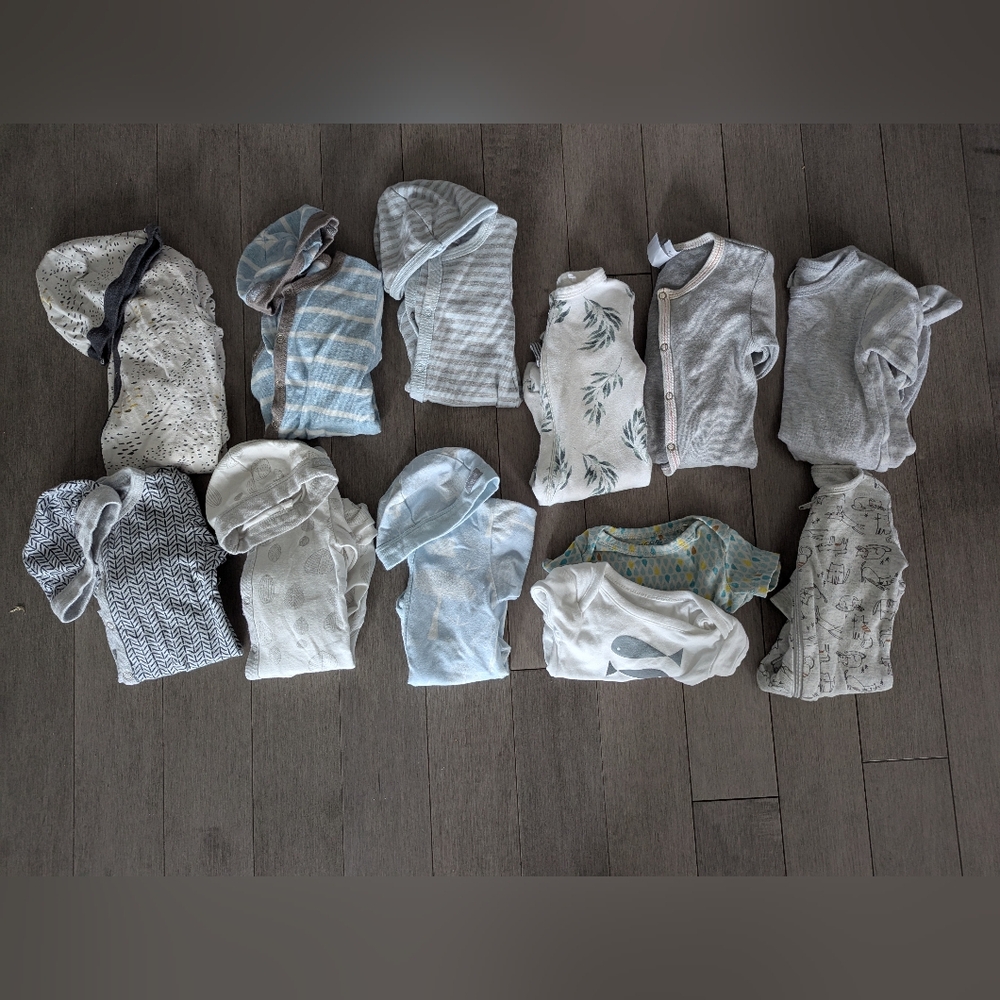 Coccoli Blue and White Pajamas Soft Bundle New Born Gender Neutral